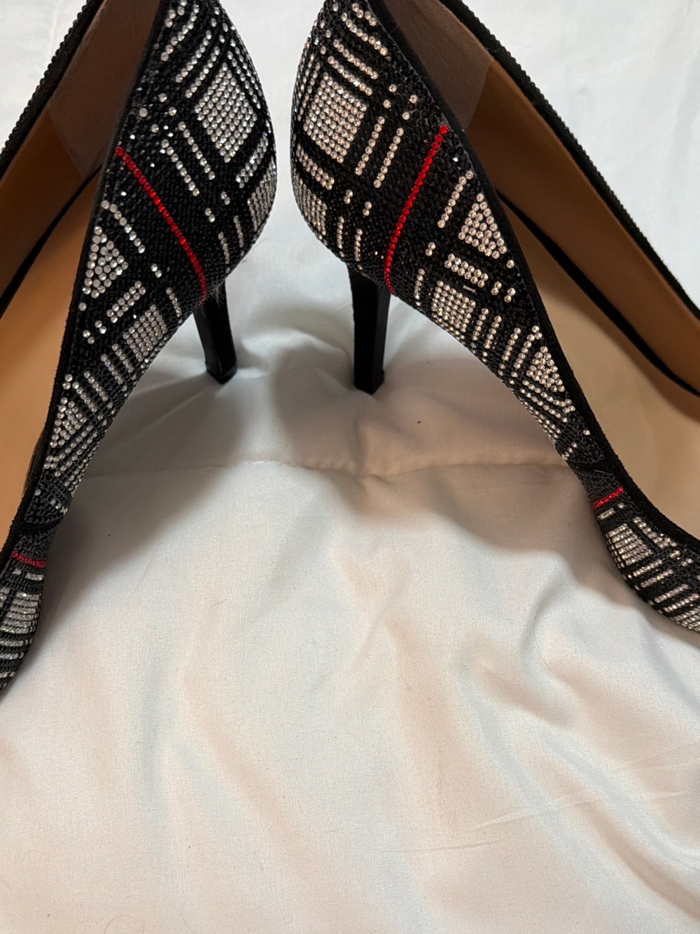 INC International Concepts Black and White Plaid Pointed heels with Red Accent - Picture 2 of 3